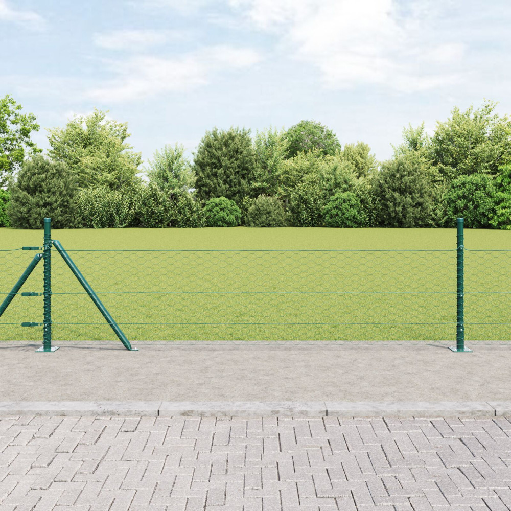 Produktbild för Utomhus hexagonal stängsel med betongfundament 25 x 0,4 m Grön
