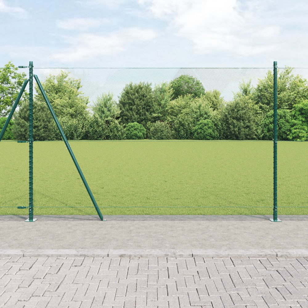 Produktbild för Utomhus hexagonal stängsel med betongfundament 50 x 1,4 m Grön
