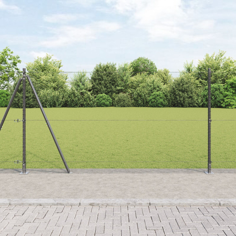 Produktbild för Hexagonal stängsel med betongfundament 10 x 1,2 m Grå Mesh