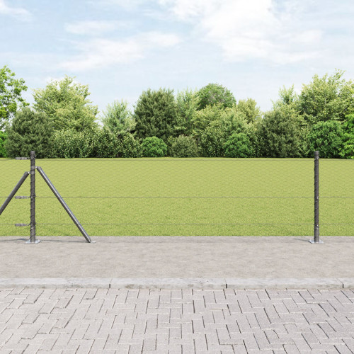 vidaXL Hexagonal stängsel med betongfundament 25 x 0,6 m Grå Mesh