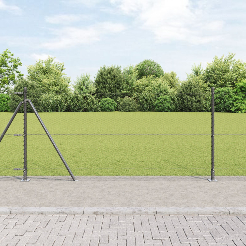 Produktbild för Utomhus hexagonal stängsel med betongfundament 25 x 1 m Grå