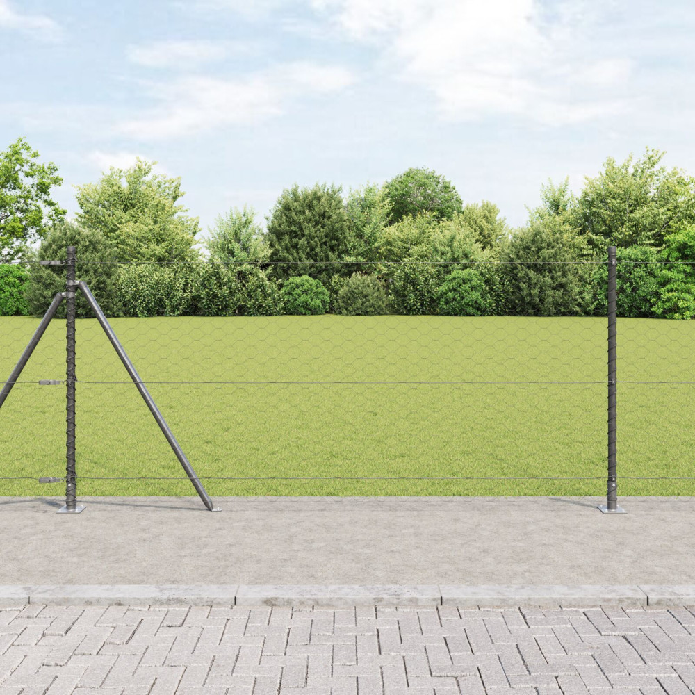 Produktbild för Utomhus hexagonal stängsel med betongfundament 50 x 1 m Grå