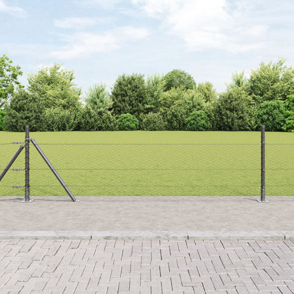 Produktbild för Hexagonal stängsel med betongfundament 100 x 0,4 m Grå Mesh