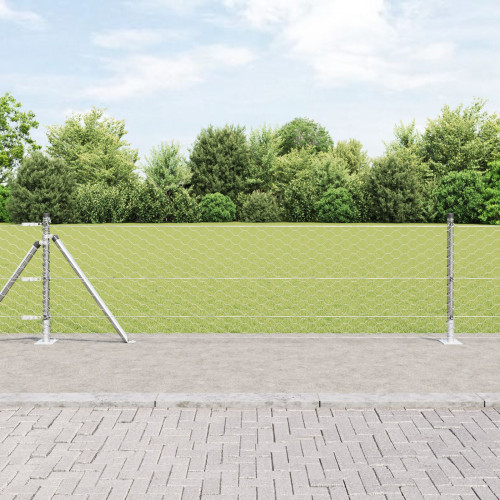vidaXL Utomhus hexagonal stängsel med betongfundament 25 x 0,6 m Mesh