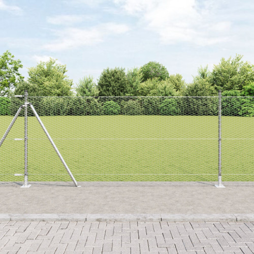 vidaXL Utomhus hexagonal stängsel med betongfundament 25 x 1 m Silver