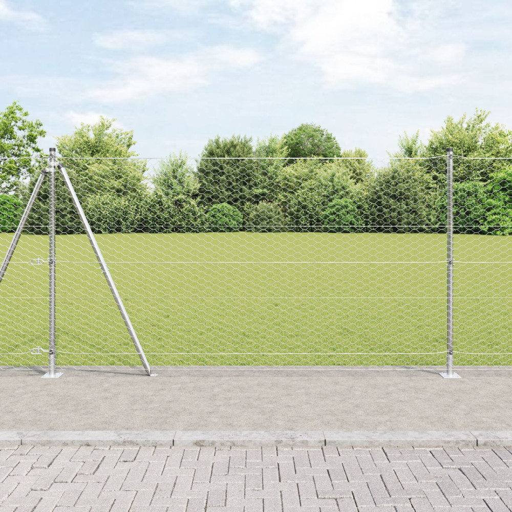 Produktbild för Utomhus hexagonal stängsel med betongfundament 25 x 1,2 m Mesh