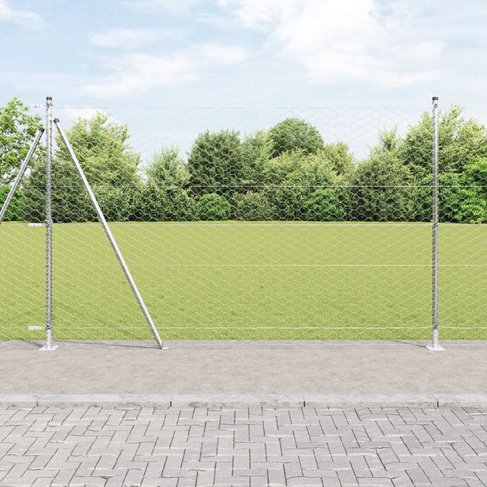 Produktbild för Utomhus hexagonal stängsel med betongfundament 25 x 1,4 m Mesh