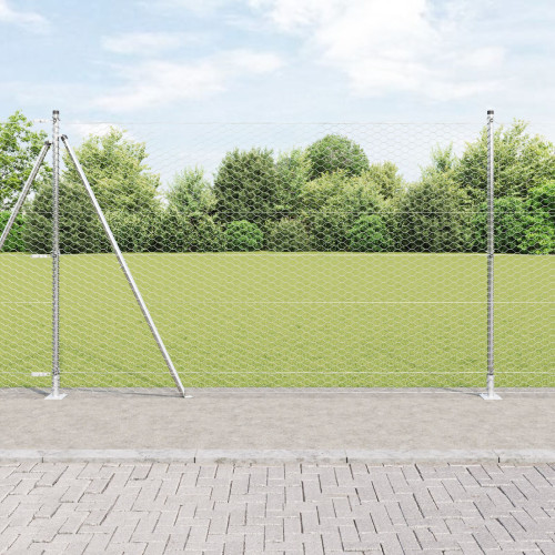 vidaXL Hexagonal stängsel med betongfundament 50 x 1,5 m Silver Mesh