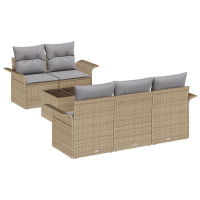 Produktbild för Trädgårdsoffset med kudde 6 pcs Beige och Grå 55 x 55 x 37 cm