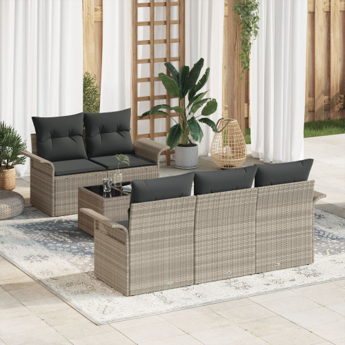 vidaXL Trädgårdsoffset 6 pcs Ljusgrå och mörkgrå 55 x 55 x 37 cm