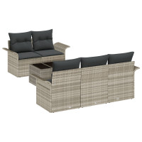 Produktbild för Trädgårdsoffset 6 pcs Ljusgrå och mörkgrå 55 x 55 x 37 cm