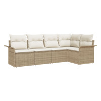 Produktbild för Trädgårdsoffset med lagring 5 pcs Beige konstrotting