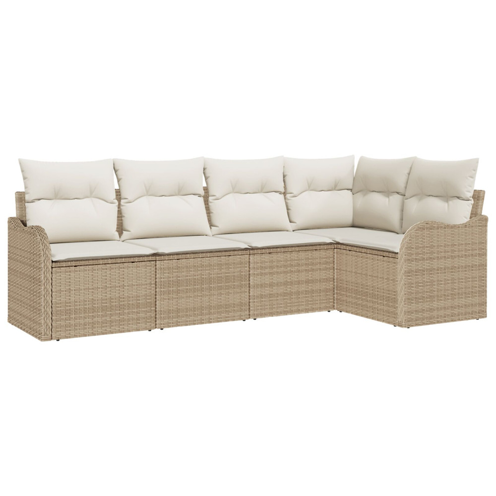 Produktbild för Trädgårdsoffset med lagring 5 pcs Beige konstrotting