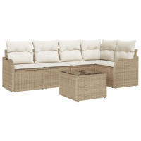 Produktbild för Trädgårdsoffset med lagring 6 pcs Beige konstrotting