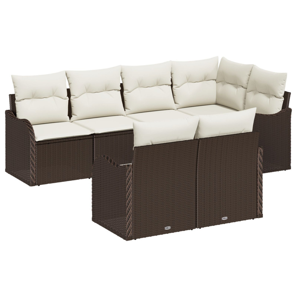 Produktbild för Trädgårdsoffset med lagring 7 pcs Brun Poly rattan