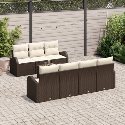 vidaXL Trädgårdsoffset 8 pcs Brun, krämfärgad 55 x 55 x 37 cm