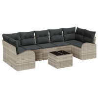 Produktbild för Trädgårdsoffset 8 pcs Ljusgrå och mörkgrå 289 x 124 x 69 cm