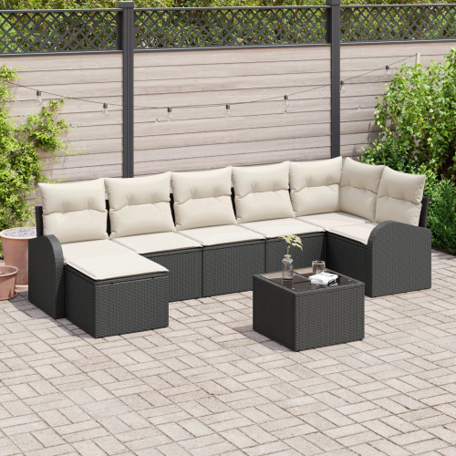 vidaXL Soffset med kudde med lagring 8 pcs Svart konstrotting