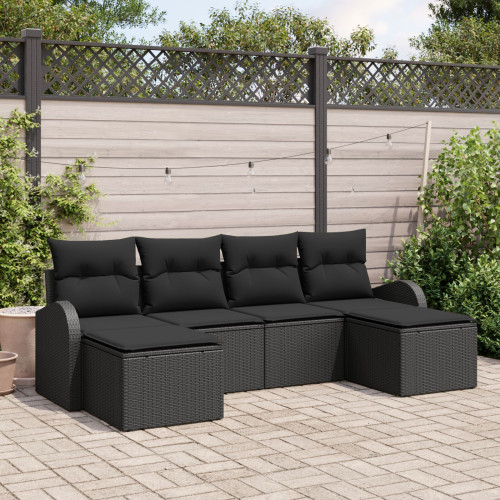 vidaXL Soffset med kudde med lagring 6 pcs Svart konstrotting