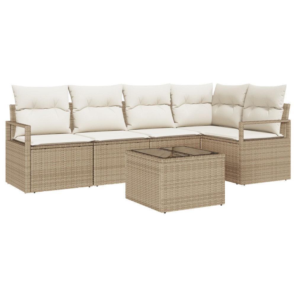 Produktbild för Trädgårdsoffset 6 pcs Beige och gräddfärgad konstrotting