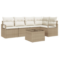 Produktbild för Trädgårdsoffset 6 pcs Beige och gräddfärgad konstrotting