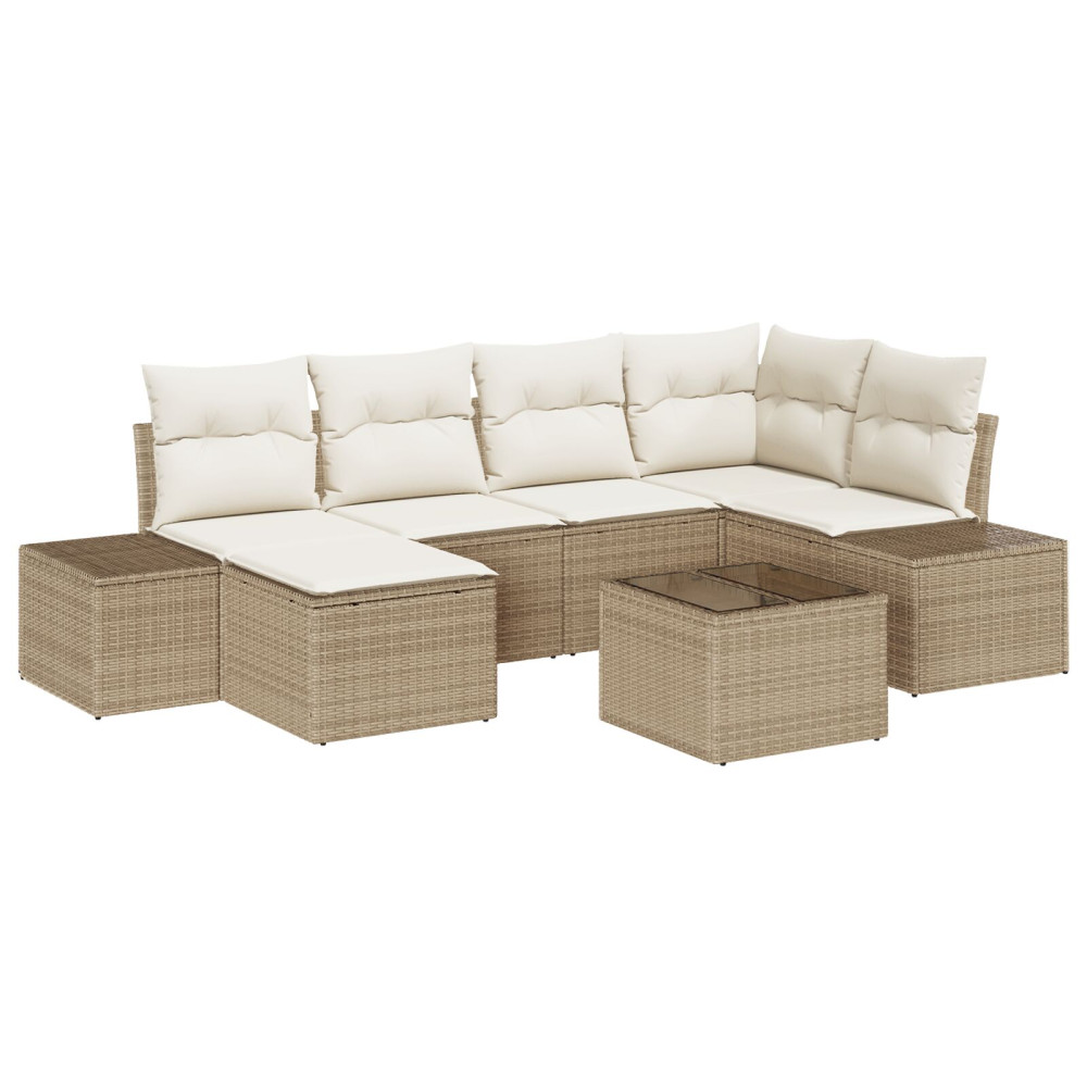 Produktbild för Trädgårdsoffset 6 pcs Beige och gräddfärgad konstrotting