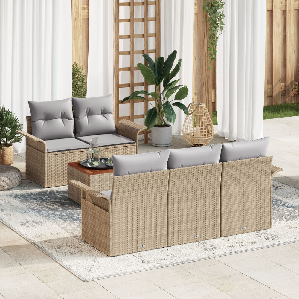 Produktbild för Trädgårdsoffset 6 pcs Beige och Ljusgrå konstrotting