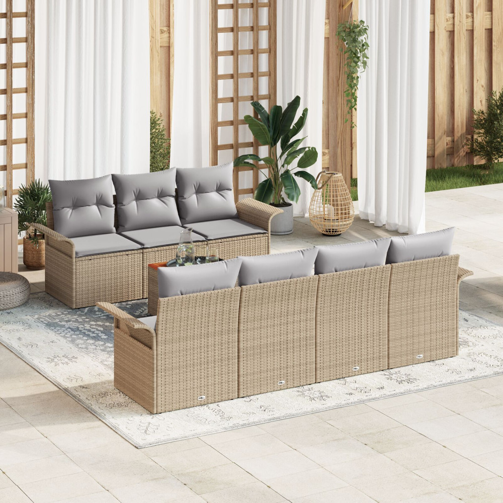 Produktbild för Trädgårdsoffset 8 pcs Beige och Ljusgrå konstrotting
