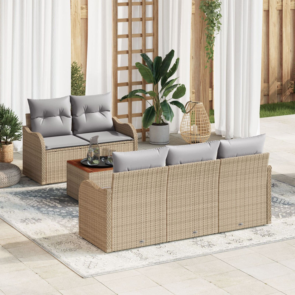 Produktbild för Trädgårdsoffset 6 pcs Beige och Ljusgrå konstrotting