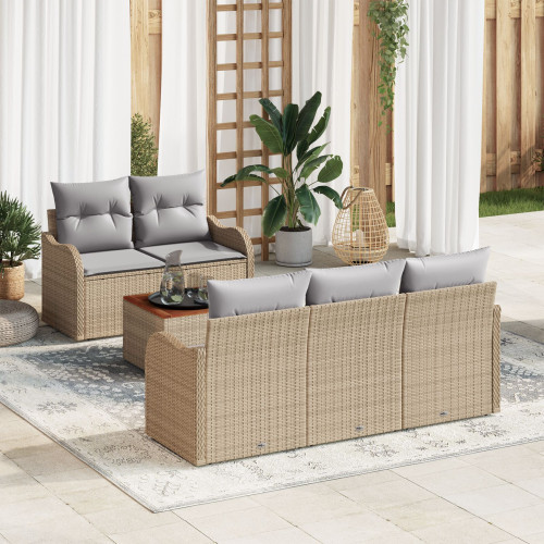 vidaXL Trädgårdsoffset 6 pcs Beige och Ljusgrå konstrotting