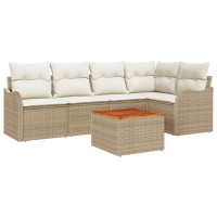 Produktbild för Trädgårdsoffset 6 pcs Beige och gräddfärgad konstrotting