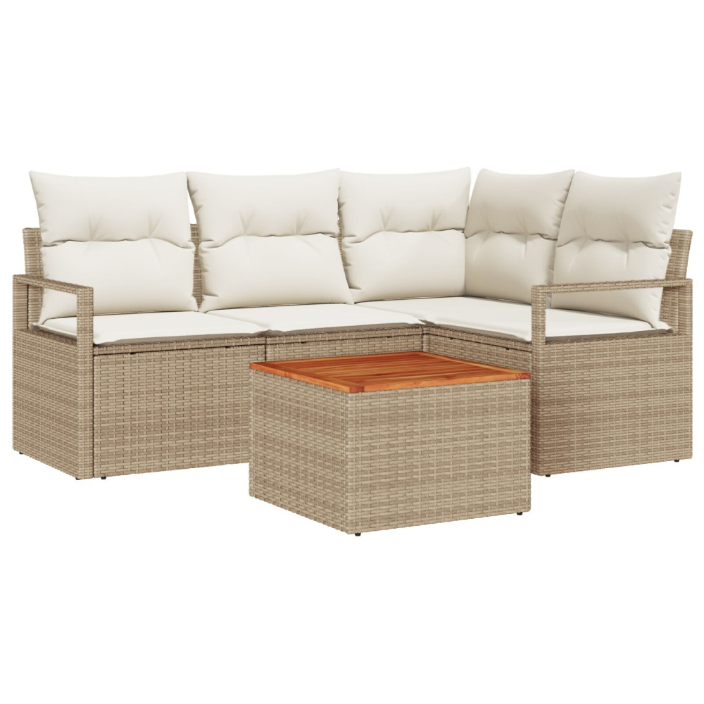 Produktbild för Trädgårdsoffset 5 pcs Beige och gräddfärgad konstrotting