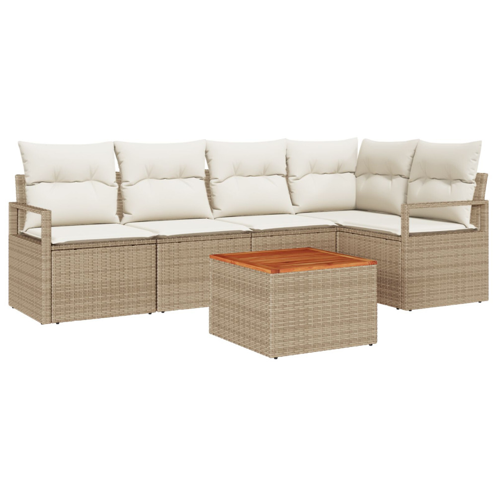 Produktbild för Trädgårdsoffset 6 pcs Beige och gräddfärgad konstrotting