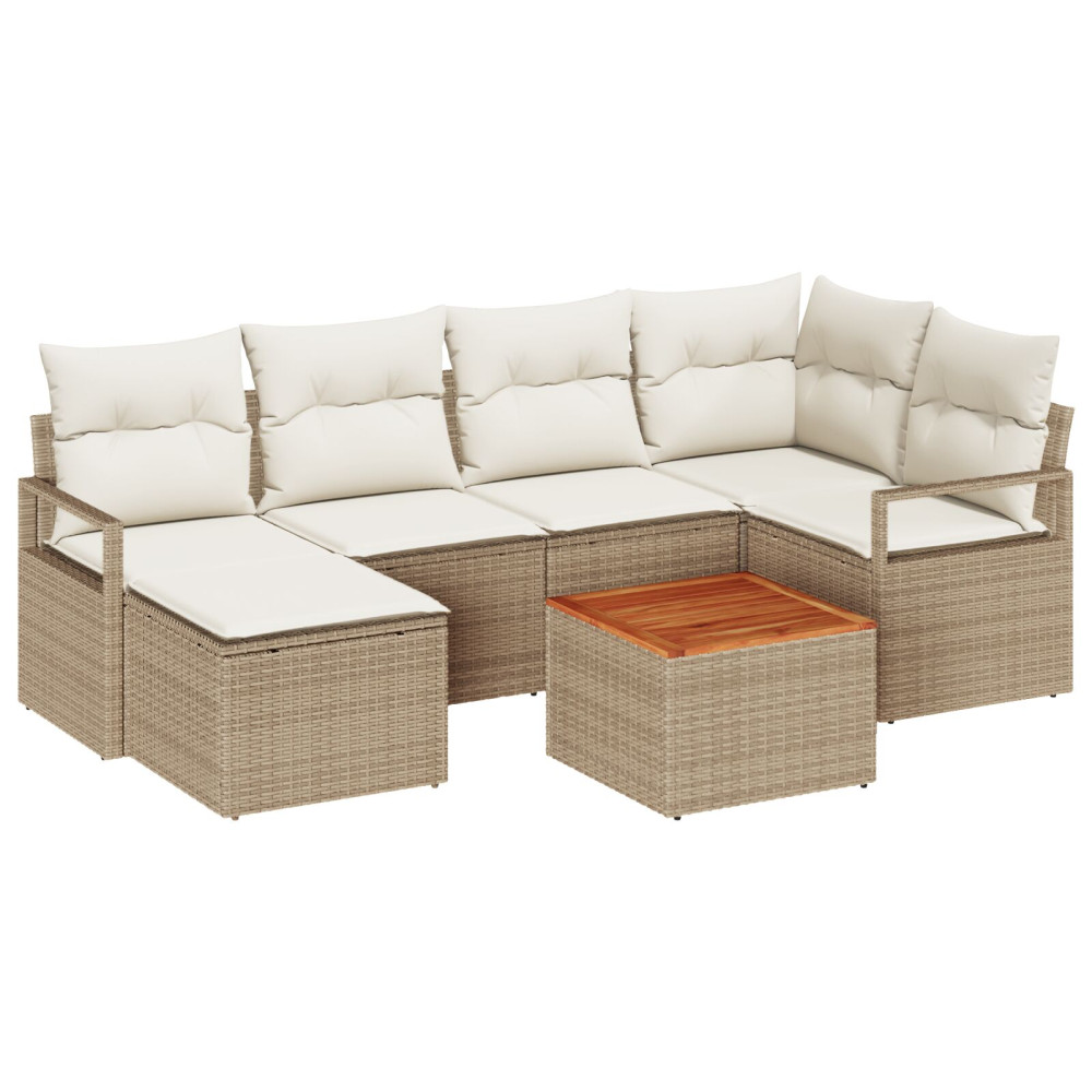Produktbild för Trädgårdsoffset 7 pcs Beige och gräddfärgad konstrotting