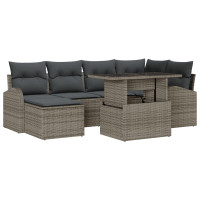 Produktbild för Trädgårdsoffset med lagring 7 pcs Grå Poly rattan