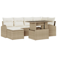 Produktbild för Trädgårdsoffset med lagring 7 pcs Beige Poly rattan