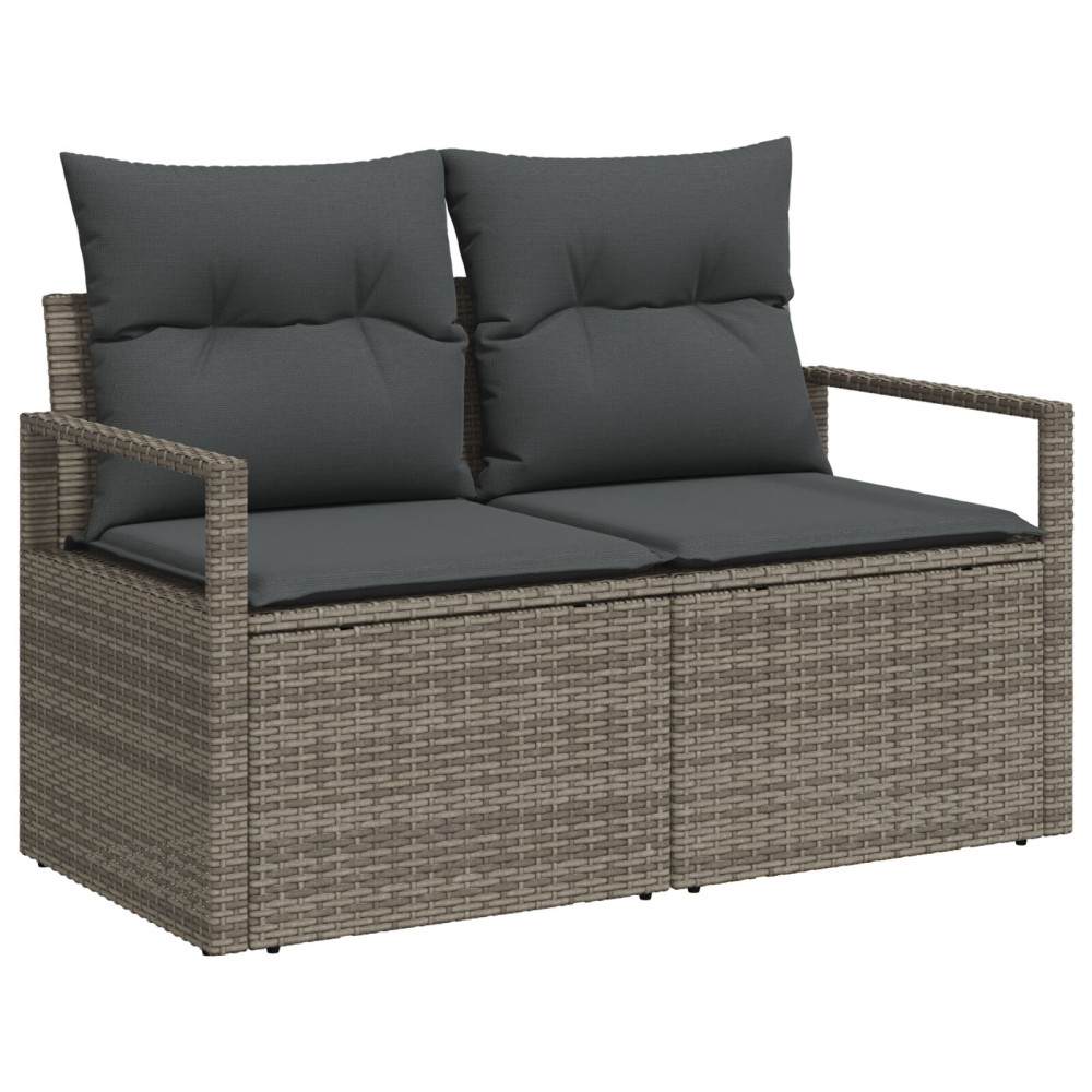 Produktbild för Trädgårdsoffset med lagring 7 pcs Grå Poly rattan