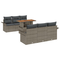 Produktbild för Trädgårdsoffset med lagring 7 pcs Grå Poly rattan