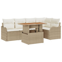 Produktbild för Trädgårdsoffset med lagring 6 pcs Beige Poly rattan