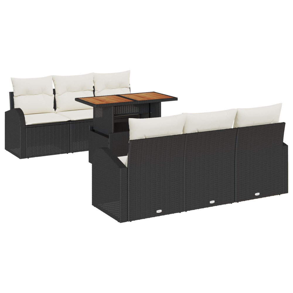 Produktbild för Trädgårdsoffset med lagring 7 pcs Svart Poly rattan