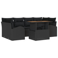 Produktbild för Trädgårdsoffset med lagring 7 pcs Svart Poly rattan