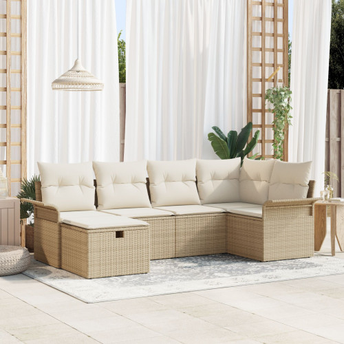 vidaXL Trädgårdsoffset med kudde med lagring 6 pcs Poly rattan - Utesoffor