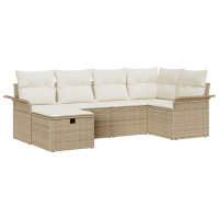 Produktbild för Trädgårdsoffset med kudde med lagring 6 pcs Poly rattan