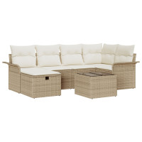 Produktbild för Trädgårdsoffset med kudde med lagring 7 pcs Poly rattan