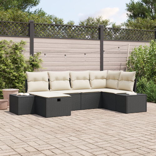 vidaXL Soffset med kudde 7 pcs konstrotting