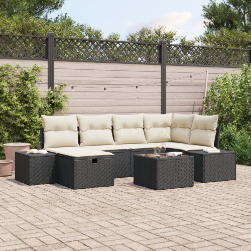 vidaXL Soffset med kudde 7 pcs konstrotting