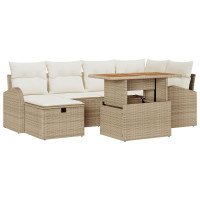 Produktbild för Trädgårdsoffset 7 pcs Beige konstrotting