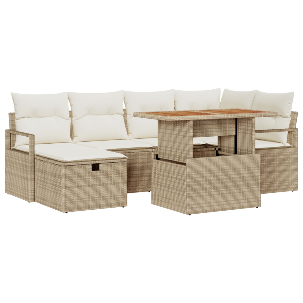 Produktbild för Trädgårdsoffset 7 pcs Beige konstrotting