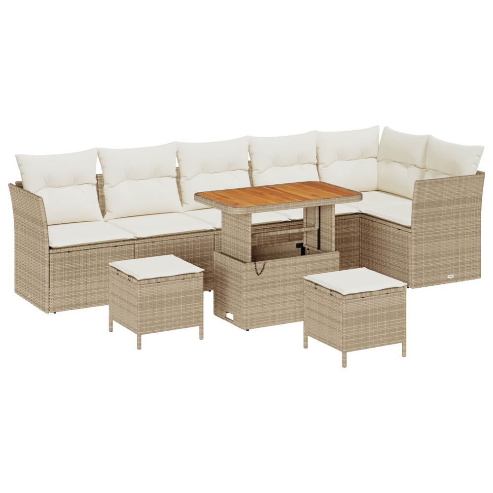 Produktbild för Trädgårdsoffset 9 pcs Beige konstrotting