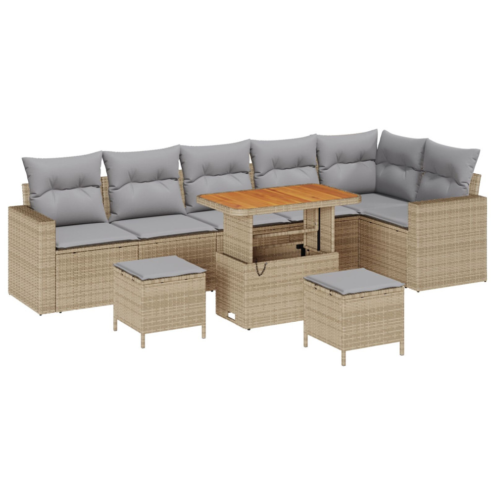 Produktbild för Trädgårdsoffset 9 pcs Beige konstrotting